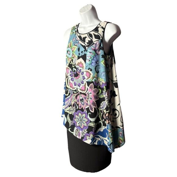 Joseph Ribkoff Floral Chiffon Overlay Dress Women’s Size 4 Black Pink 191604 - Picture 1 of 9